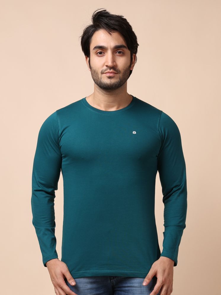     			BERRYBLUES 100% Cotton Regular Fit Solid Full Sleeves Men's Round T-Shirt - Green ( Pack of 1 )