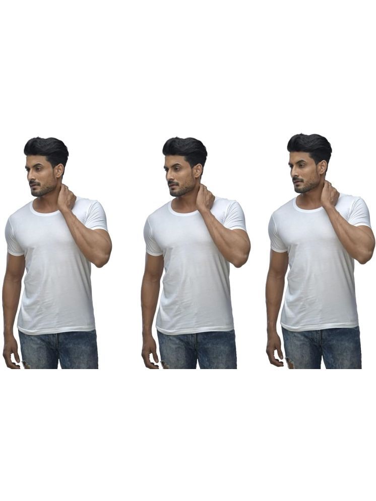     			D1 DIFFERENT ONE Pack of 3 Cotton Basic Vest For Men ( White )