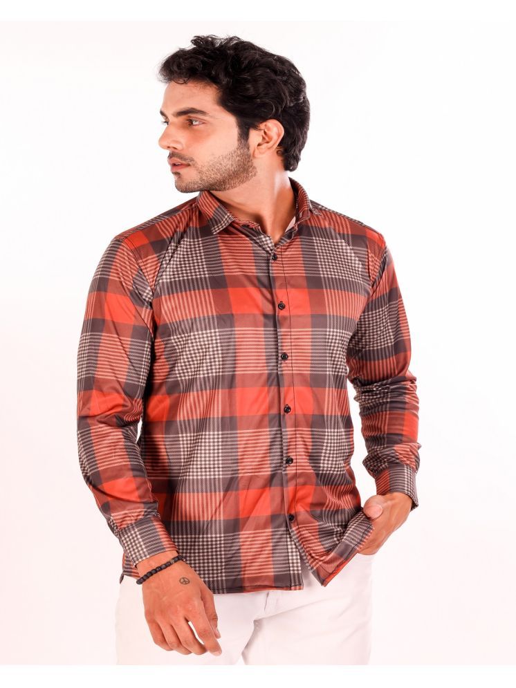     			HARPITA Elastane Regular Fit Checks Full Sleeves Men's Casual Shirt - Brown ( Pack of 1 )