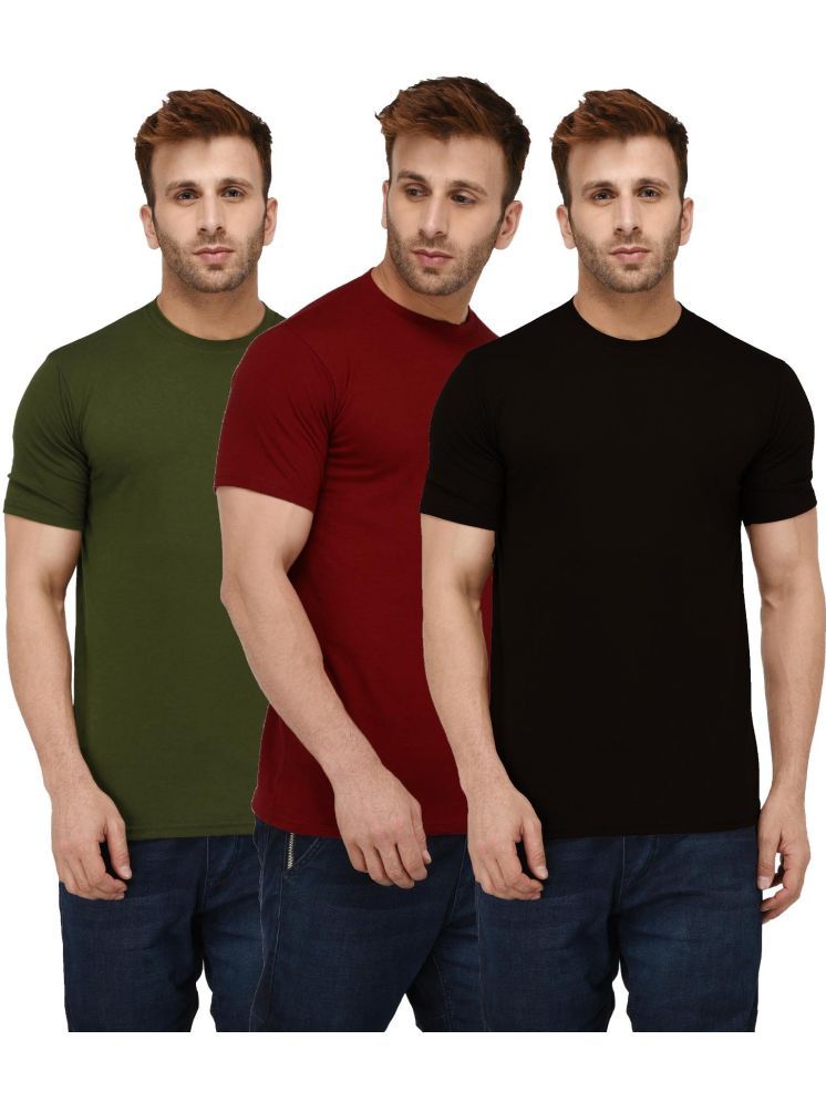     			LONDON HILLS Cotton Blend Regular Fit Solid Half Sleeves Men's Round T-Shirt - Multicolor1 ( Pack of 3 )