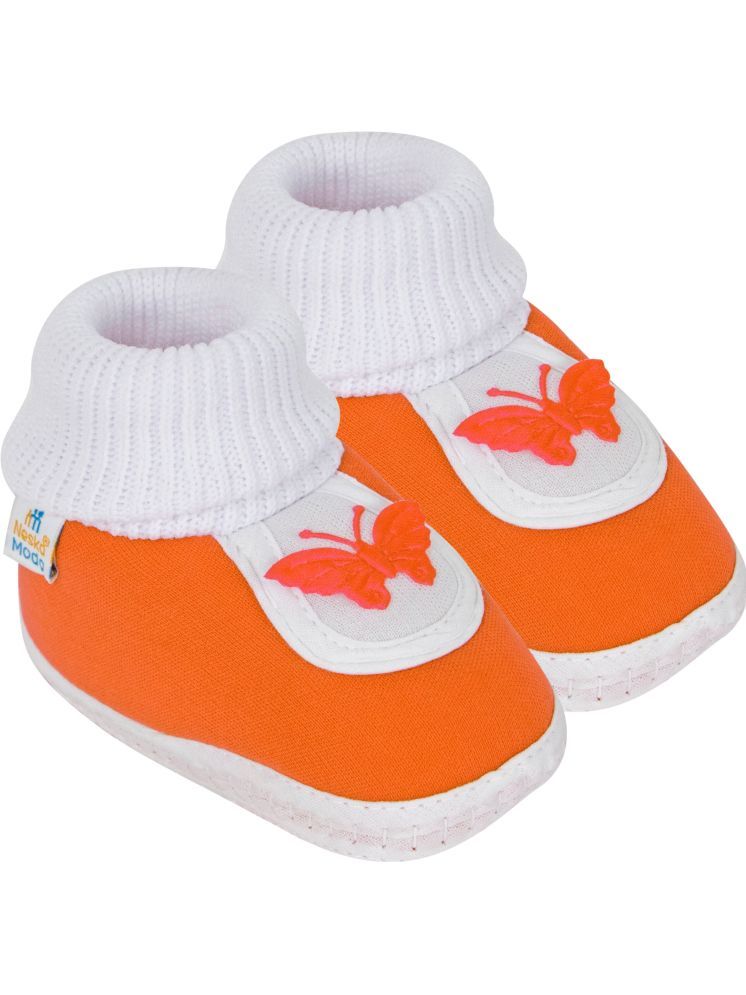     			Neska Moda - Orange Booties For Baby Boy & Baby Girl 6-12 Months ( Pack of 1 )