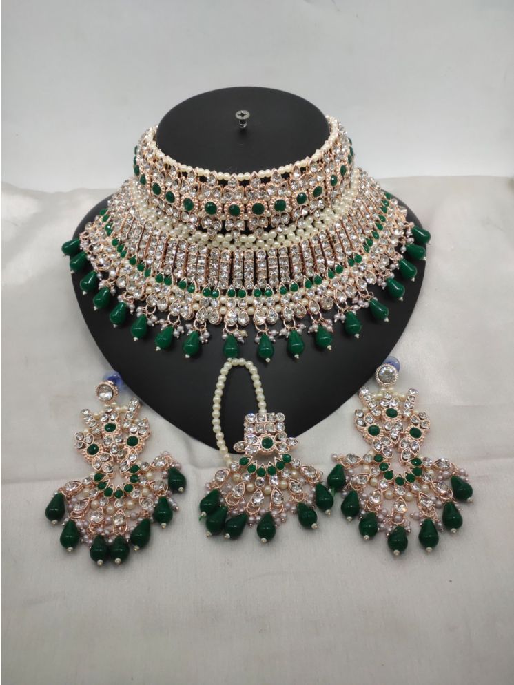     			Padmavati Bangles Green Alloy Necklace Set ( Pack of 1 )