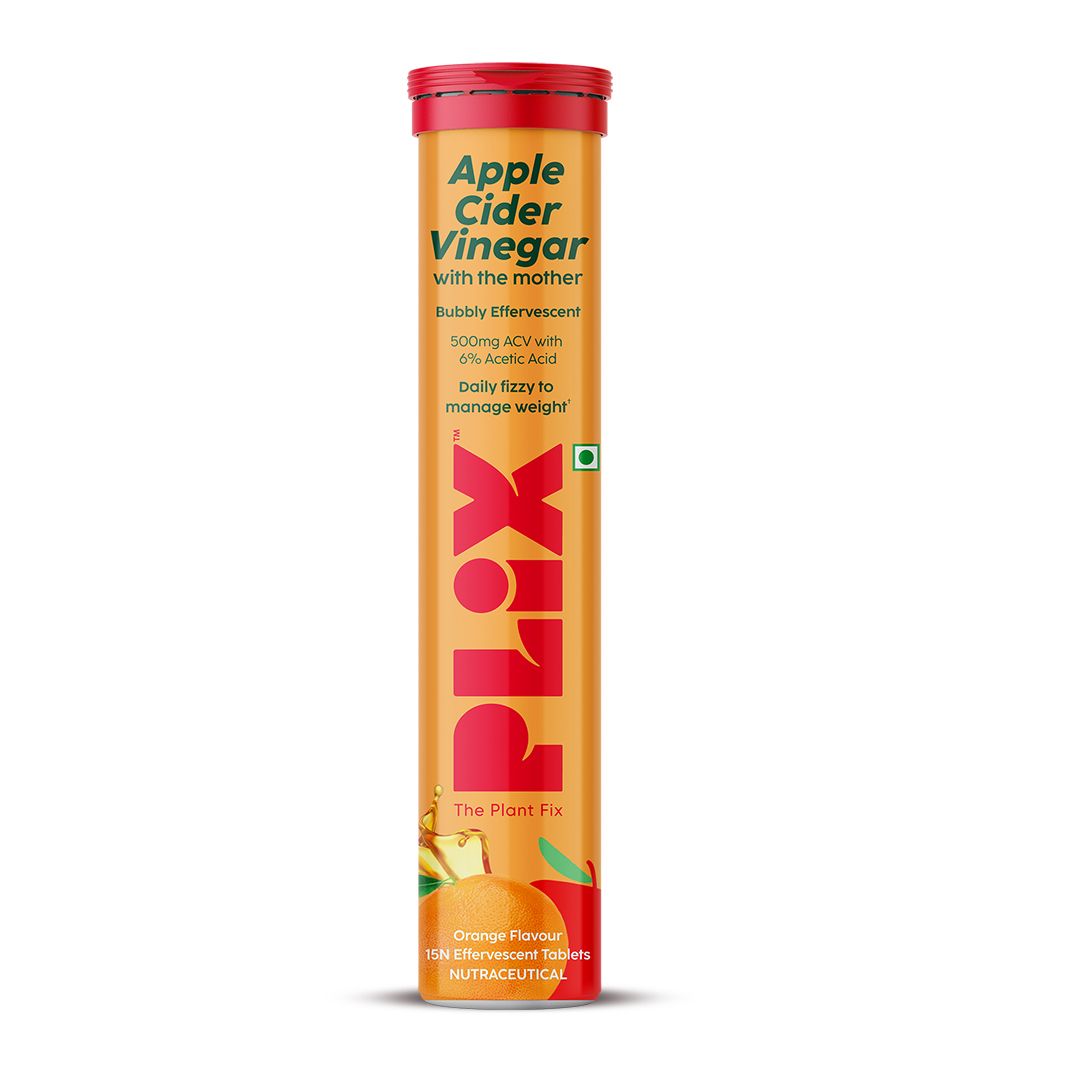     			Plix Apple Cider Vinegar 15 Effervescent Tablets Orange Flavour with Vitamin B12 (15 No)