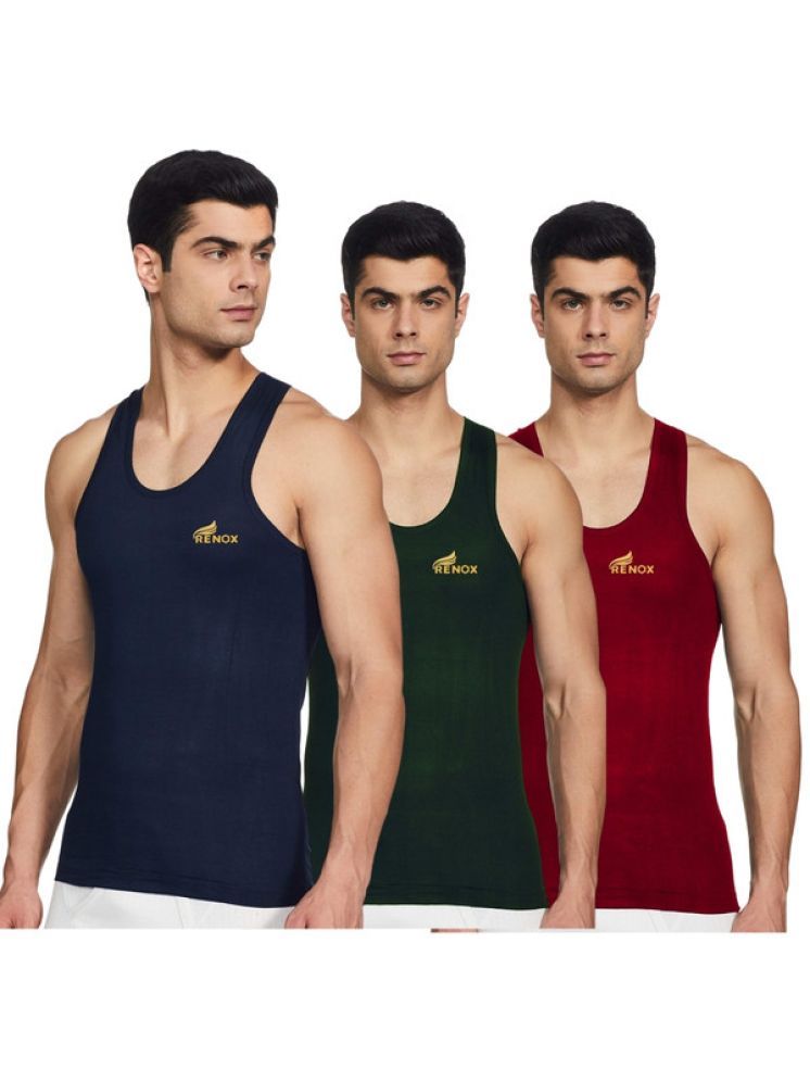     			Renox Pack of 3 Cotton Basic Vest For Men ( Multicolor )