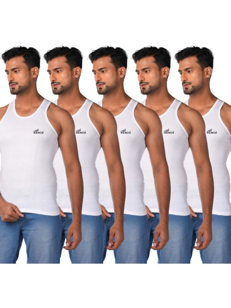     			Renox Pack of 5 Cotton Basic Vest For Men ( White )