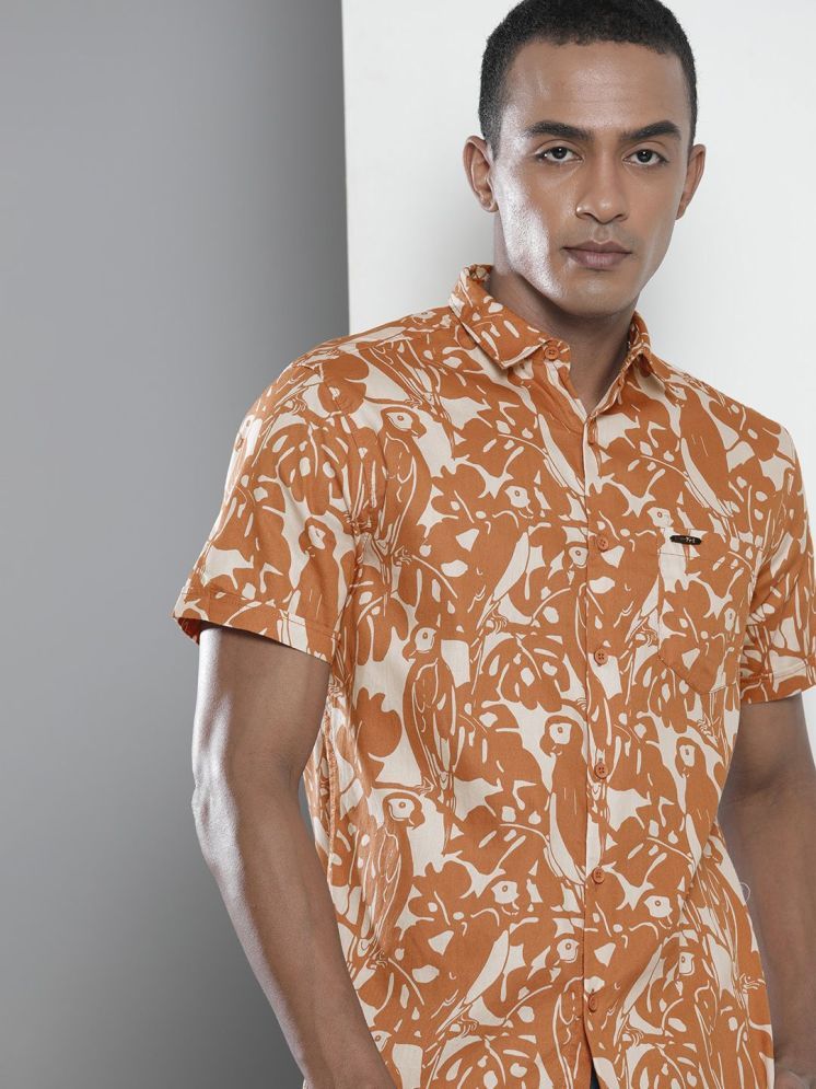     			The Indian Garage Co. 100% Cotton Slim Fit Printed Half Sleeves Men's Casual Shirt - Rust ( Pack of 1 )