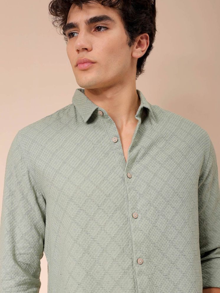     			The Indian Garage Co. 100% Cotton Regular Fit Solids Full Sleeves Men's Casual Shirt - Green ( Pack of 1 )