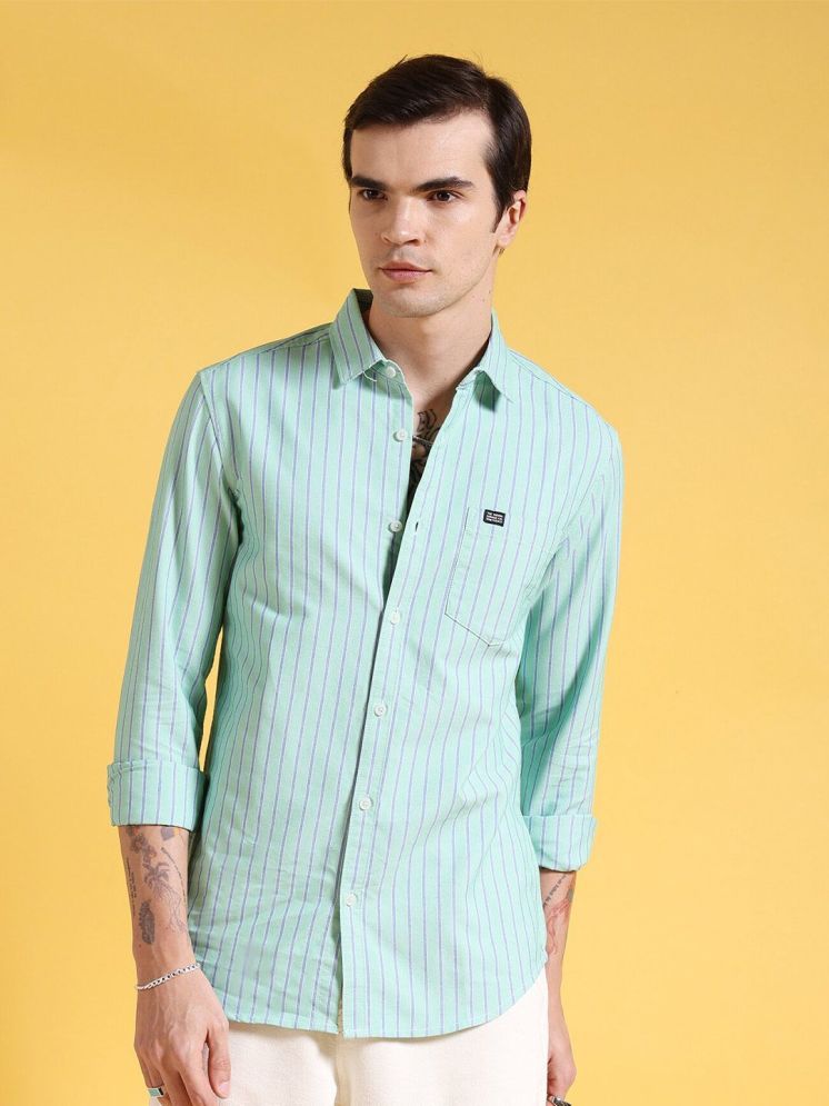     			The Indian Garage Co. 100% Cotton Slim Fit Striped Full Sleeves Men's Casual Shirt - Green ( Pack of 1 )