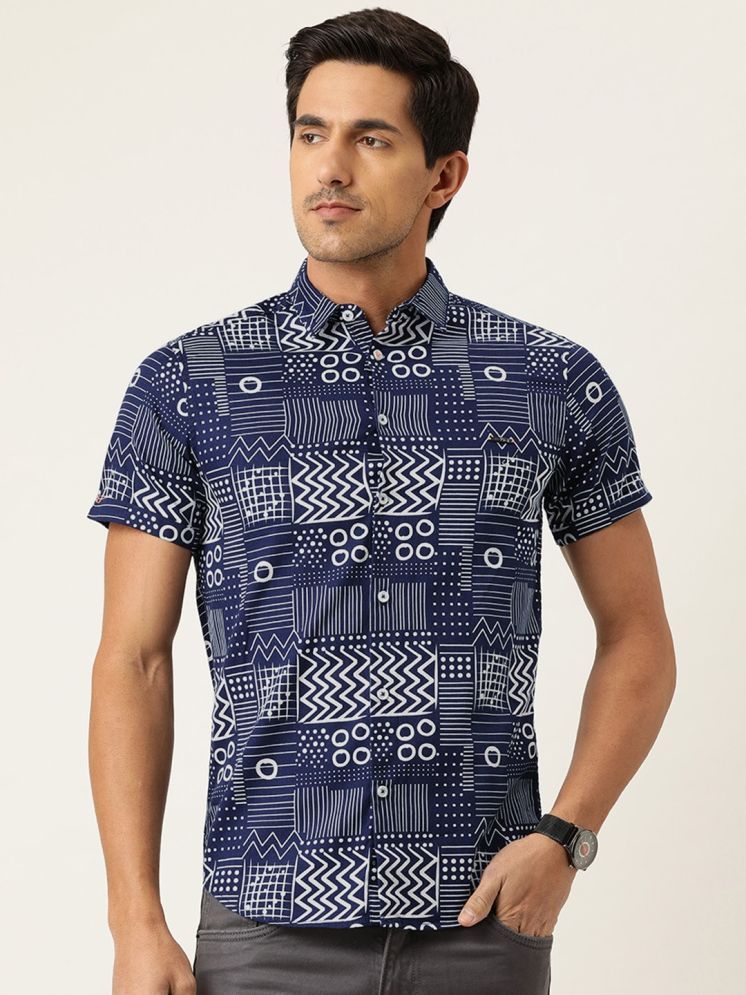     			The Indian Garage Co. 100% Cotton Slim Fit Printed Half Sleeves Men's Casual Shirt - Blue ( Pack of 1 )