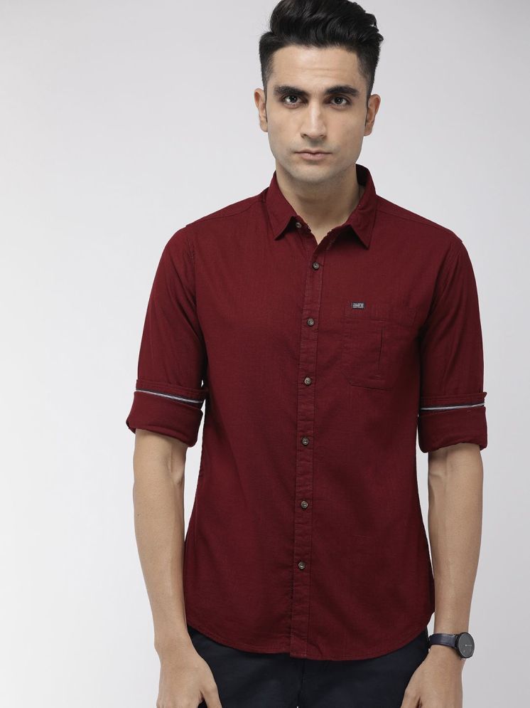     			The Indian Garage Co. 100% Cotton Slim Fit Solids Full Sleeves Men's Casual Shirt - Maroon ( Pack of 1 )