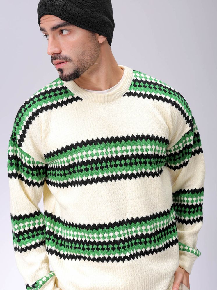     			The Indian Garage Co. Acrylic Round Neck Men's Full Sleeves Pullover Sweater - White ( Pack of 1 )