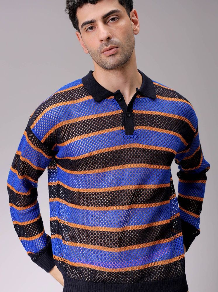     			The Indian Garage Co. Acrylic Polo Collar Men's Full Sleeves Pullover Sweater - Navy Blue ( Pack of 1 )