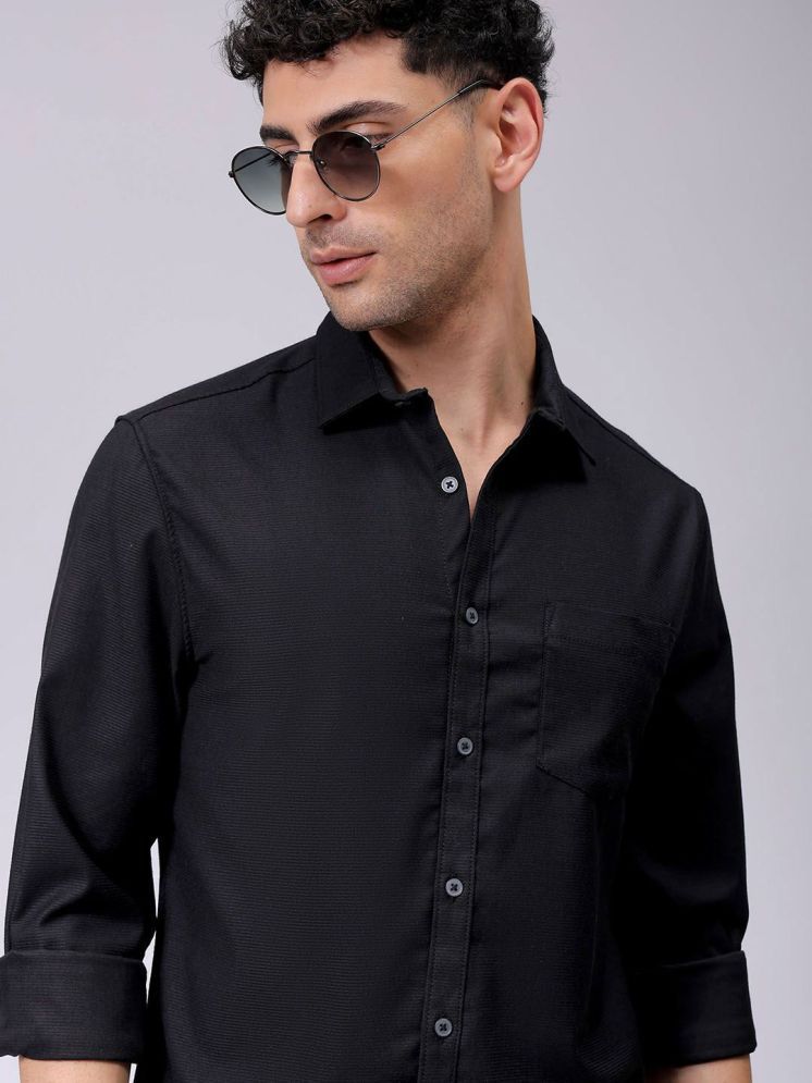     			The Indian Garage Co. Elastane Slim Fit Solids Full Sleeves Men's Casual Shirt - Black ( Pack of 1 )