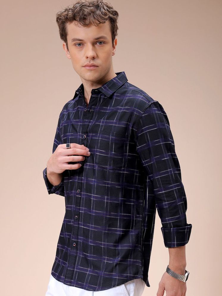     			The Indian Garage Co. Poly Cotton Slim Fit Checks Full Sleeves Men's Casual Shirt - Purple ( Pack of 1 )