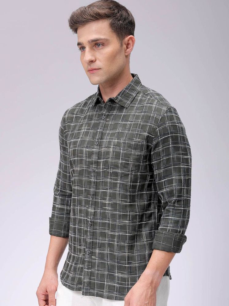     			The Indian Garage Co. Poly Cotton Slim Fit Checks Full Sleeves Men's Casual Shirt - Green ( Pack of 1 )