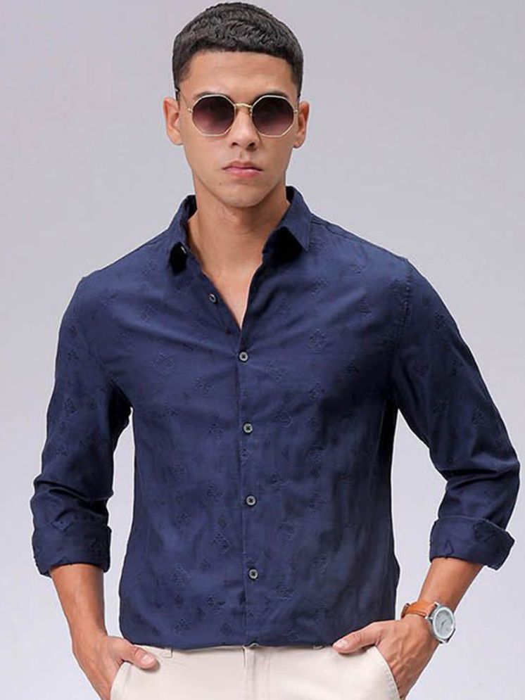     			The Indian Garage Co. Poly Cotton Regular Fit Solids Full Sleeves Men's Casual Shirt - Navy Blue ( Pack of 1 )