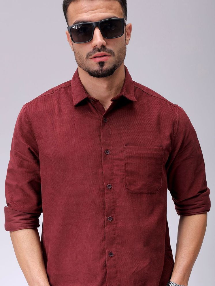     			The Indian Garage Co. Polyester Regular Fit Solids Full Sleeves Men's Casual Shirt - Maroon ( Pack of 1 )