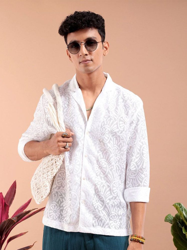     			The Indian Garage Co. Polyester Relaxed Fit Solids Full Sleeves Men's Casual Shirt - White ( Pack of 1 )