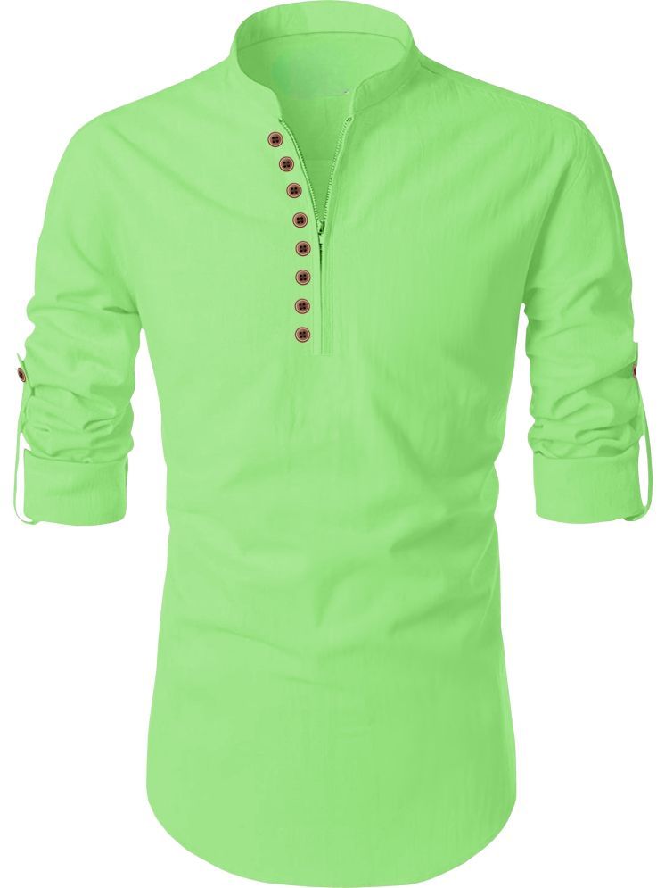     			colorwings Light Green Cotton Blend Men's Shirt Style Kurta ( Pack of 1 )