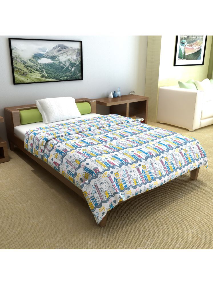     			DIVINE CASA Cotton Abstract Printed Single Size Comforter ( 230 x 145 cm ) - White ( Pack of 1 )