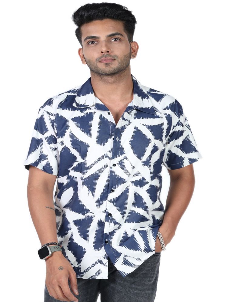     			HARPITA Elastane Regular Fit Printed Half Sleeves Men's Casual Shirt - Navy Blue ( Pack of 1 )