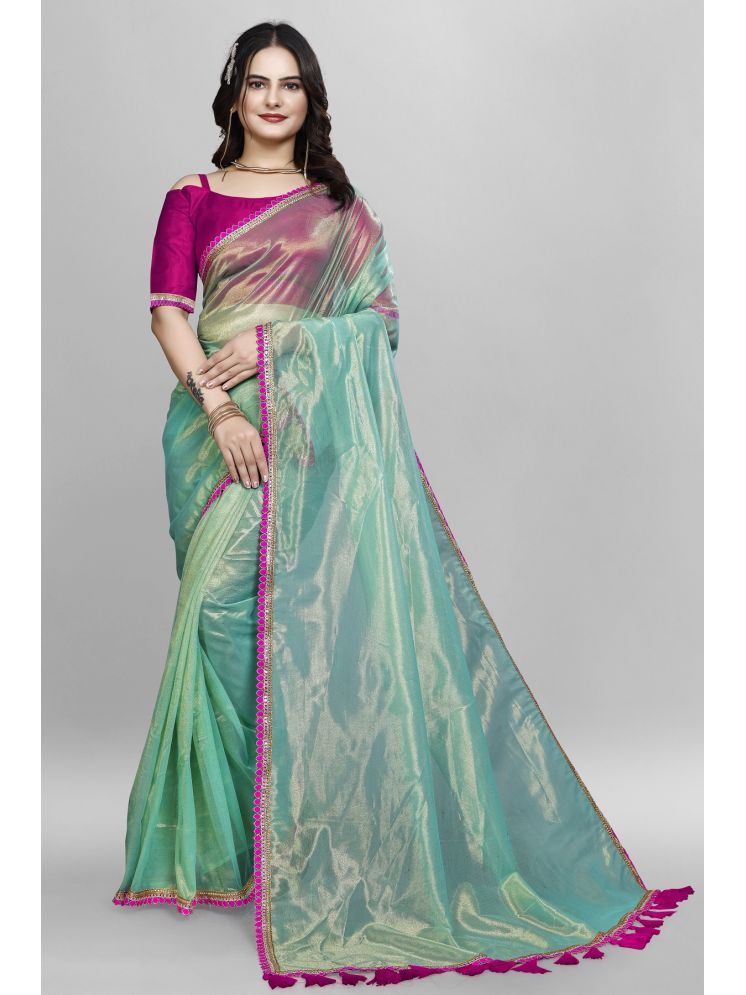     			JULEE Pack of 1 Net Solid Saree With Blouse Piece ( SkyBlue )