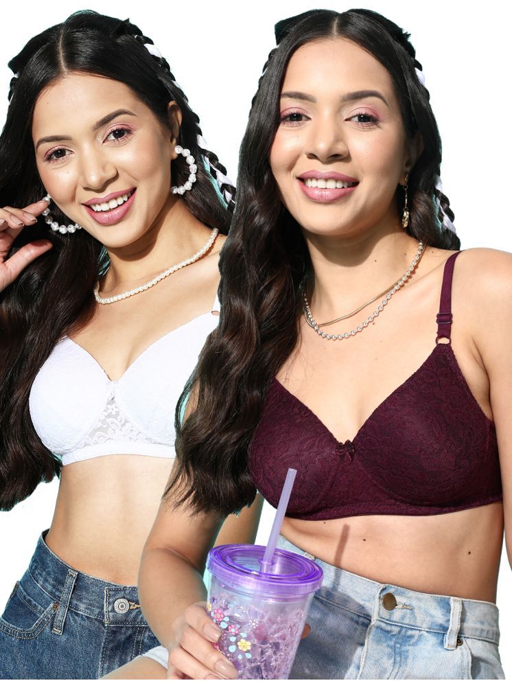     			Leading Lady Pack of 2 Nylon Lightly Padded T-Shirt Bra For Women ( Purple )