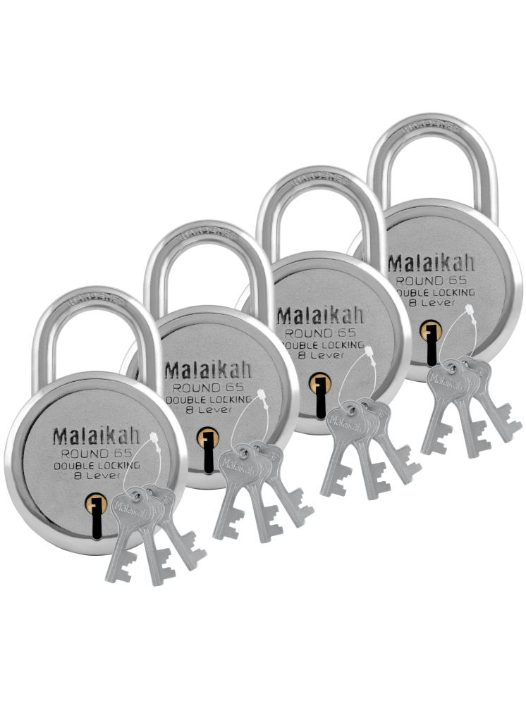     			Malaikah Round 65mm Double Locking 8 Lever Comes With 3 Keys Pack Of 4