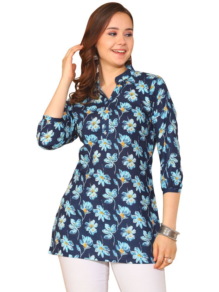     			Rajnandini Navy Blue Cotton Women's Tunic ( Pack of 1 )