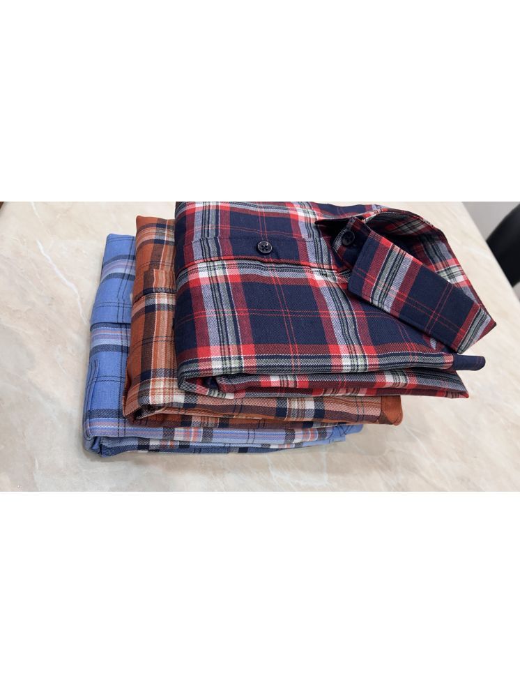     			TOROLY Cotton Blend Slim Fit Checks Full Sleeves Men's Casual Shirt - Multicolor ( Pack of 3 )