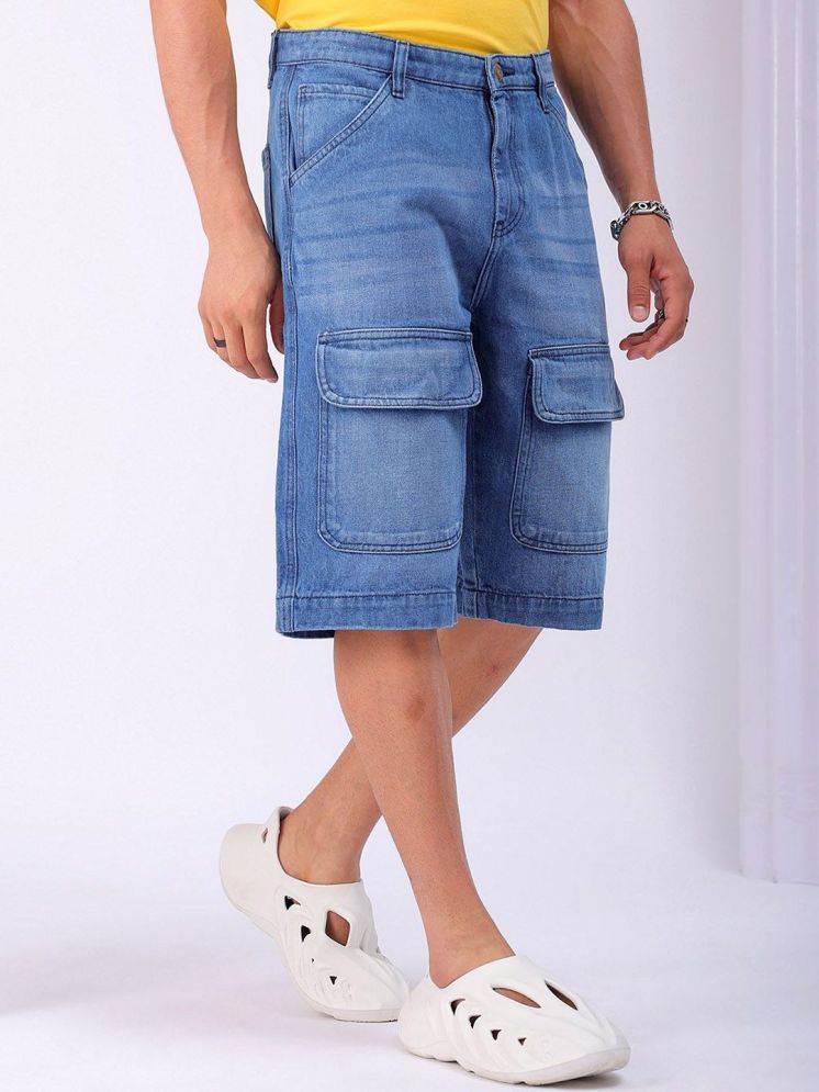     			The Indian Garage Co. Blue Cotton Men's Denim Shorts ( Pack of 1 )