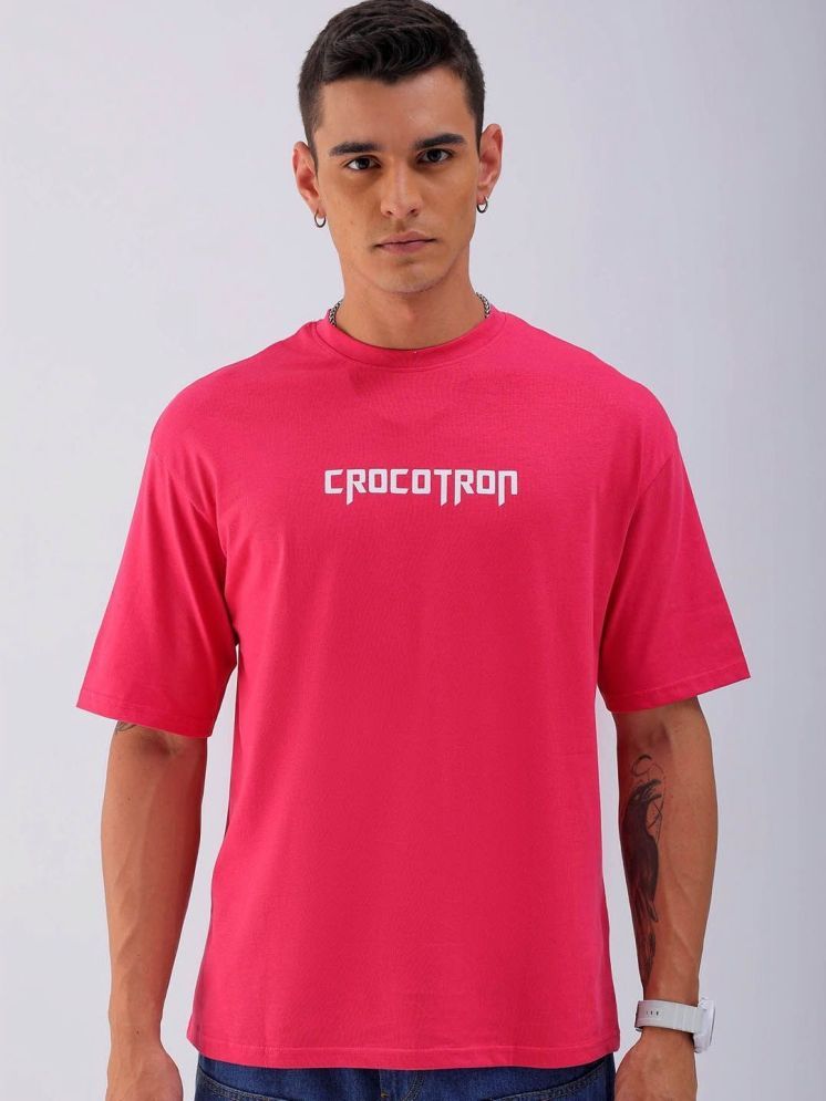     			The Indian Garage Co. Cotton Relaxed Fit Printed Half Sleeves Men's Round T-Shirt - Pink ( Pack of 1 )