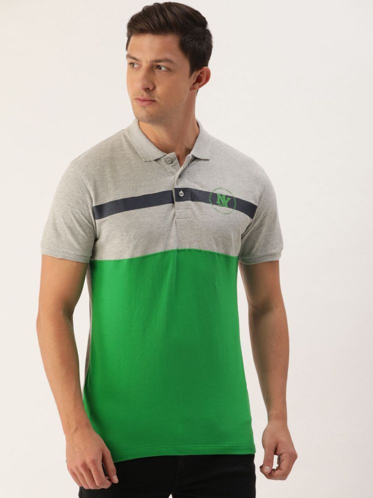     			The Indian Garage Co. Pack of 1 Cotton Blend Slim Fit Colorblock Half Sleeves Men's Polo T Shirt ( Green )