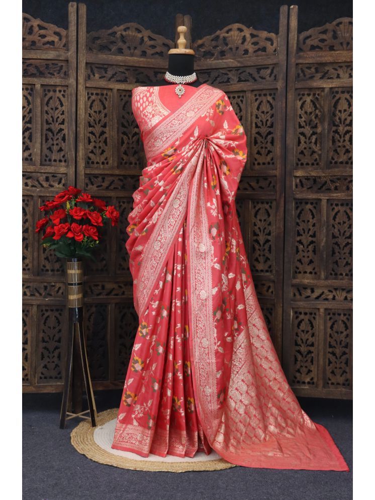     			fab woven Pack of 1 Kanjivaram Silk Woven Saree With Blouse Piece ( Peach )