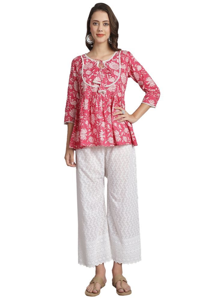     			wonder weave Pack of 1 Cotton Printed A-line Women's Kurti - ( Pink )