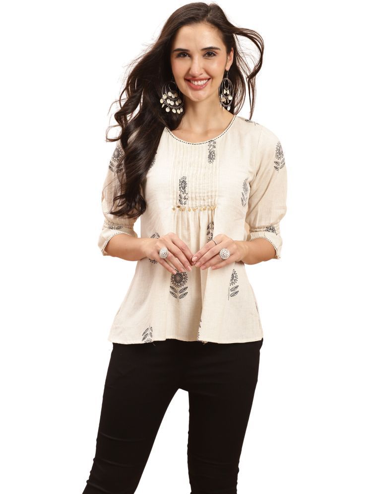     			wonder weave Pack of 1 Cotton Printed A-line Women's Kurti - ( Off White )