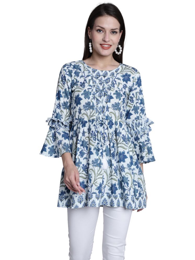     			wonder weave Pack of 1 Cotton Printed A-line Women's Kurti - ( White )