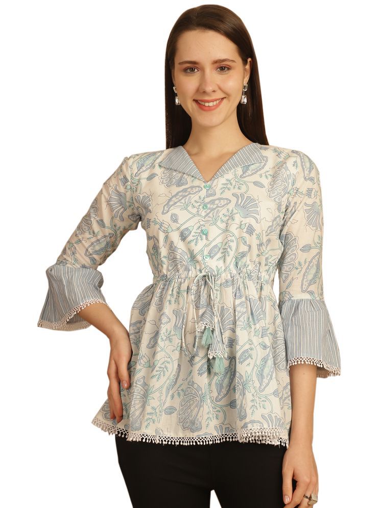     			wonder weave Pack of 1 Cotton Printed A-line Women's Kurti - ( White )