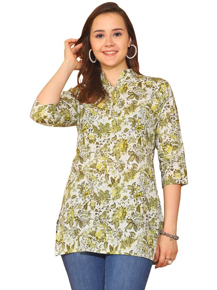     			wonder weave Pack of 1 Cotton Printed Straight Women's Kurti - ( White )