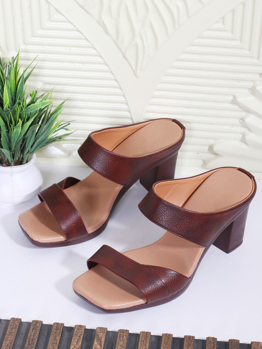     			Aroom Brown Women's Sandal Heels