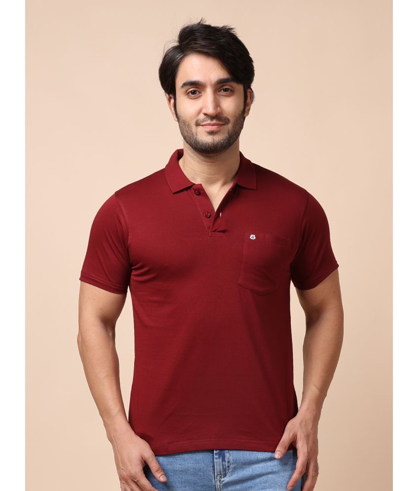     			BERRYBLUES 100% Cotton Regular Fit Solid Half Sleeves Men's V-Neck T-Shirt - Maroon ( Pack of 1 )