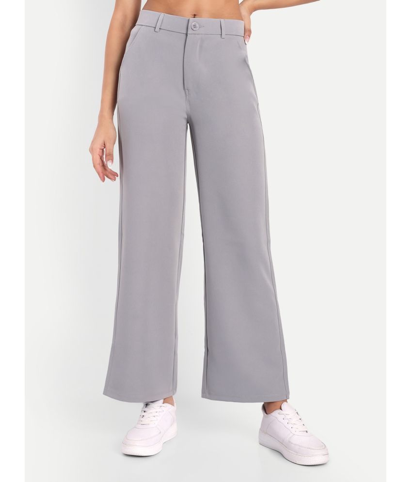     			Broadstar Pack of 1 Polyester Straight Women's Casual Pants ( Light Grey )