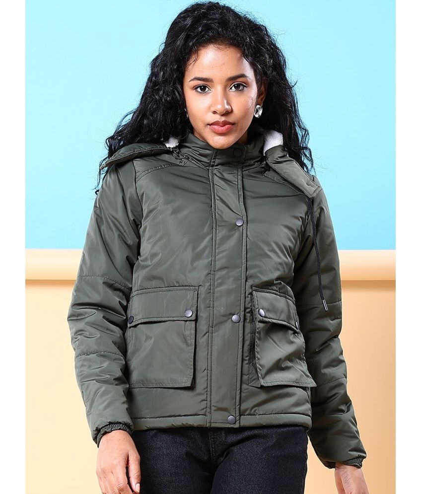     			Freehand - Cotton Blend Green Hooded Jackets