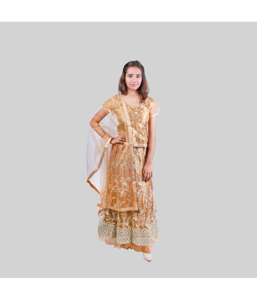     			Kidzee Kingdom Cotton Lehenga Choli Set For Girls ( Pack of 1 , Yellow )