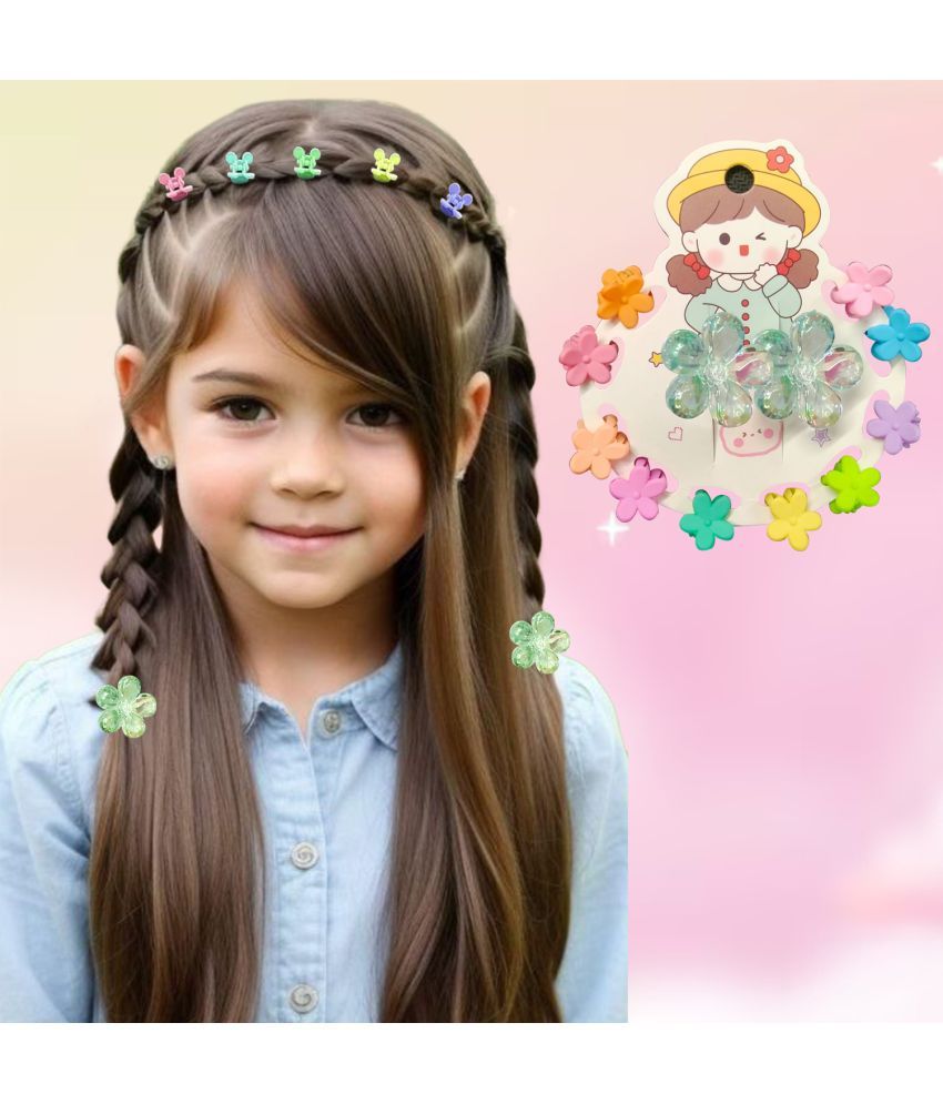     			LYKAA 12 Pcs. Baby Girl's Hair Clips Set, Hair Ties Elastic Rubber Bands Korean Fashionable Mix Style Combo, Hair Accessories for Girls Kids Toddlers