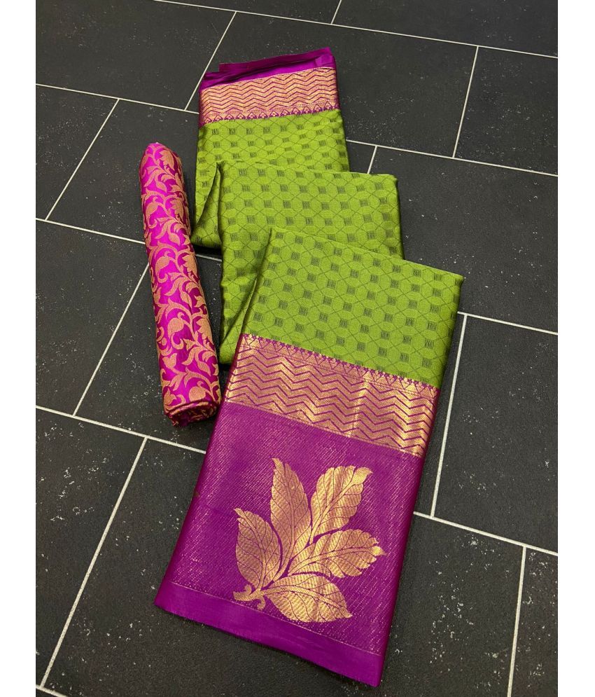     			Lady Shopi Pack of 1 Cotton Silk Printed Saree With Blouse Piece ( Light Green )