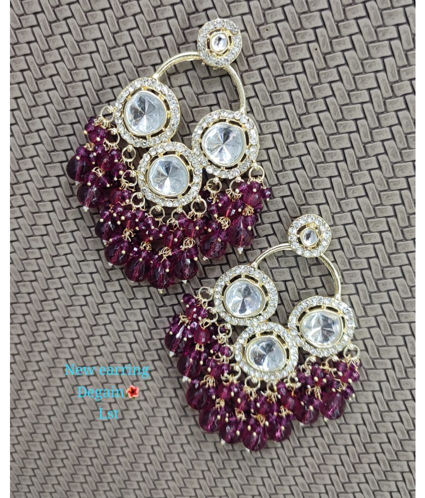     			Padmavati Bangles Purple Chandelier Earrings ( Pack of 1 )