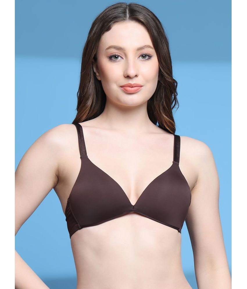     			PrettyCat Pack of 1 Polyester Lightly Padded Plunge Bra For Women ( Brown )