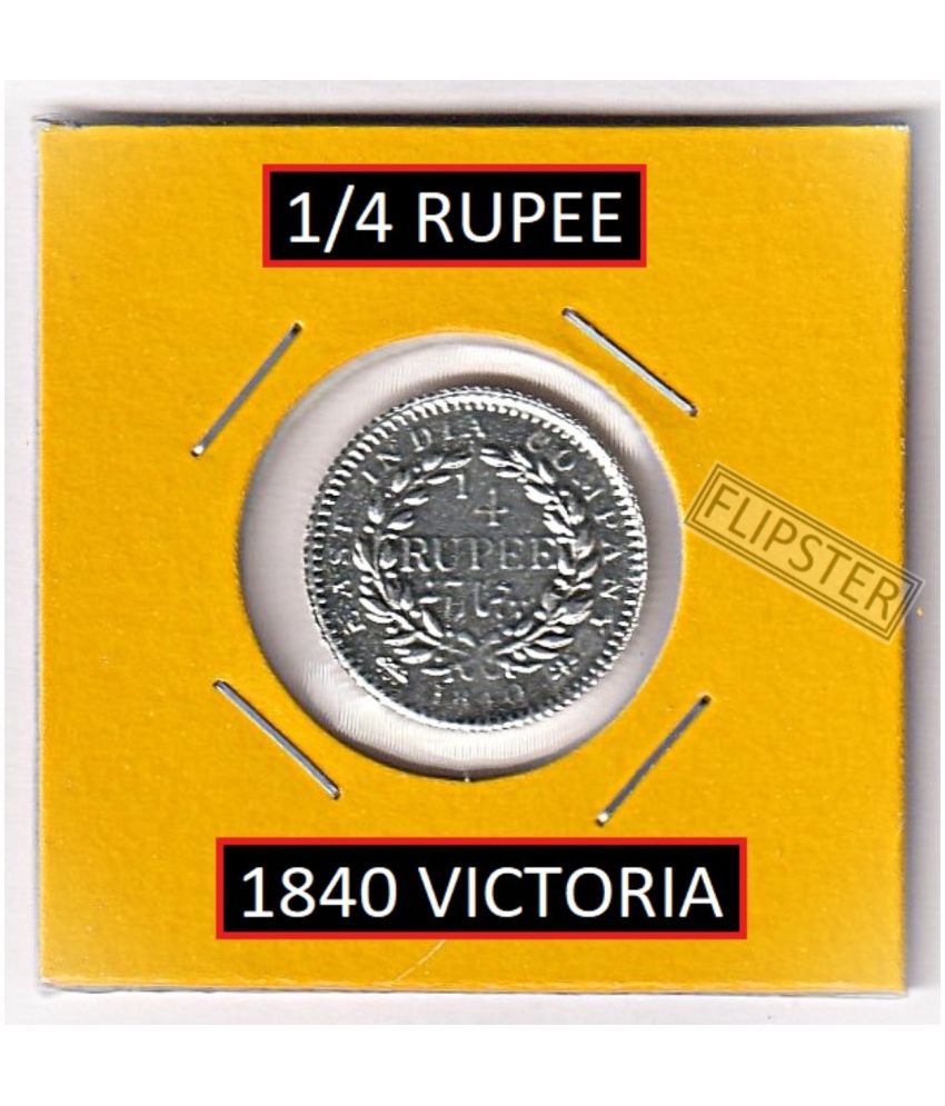     			Rare 1/4 Rupee 1840 Victoria, old British India Silverplated Coin Collection