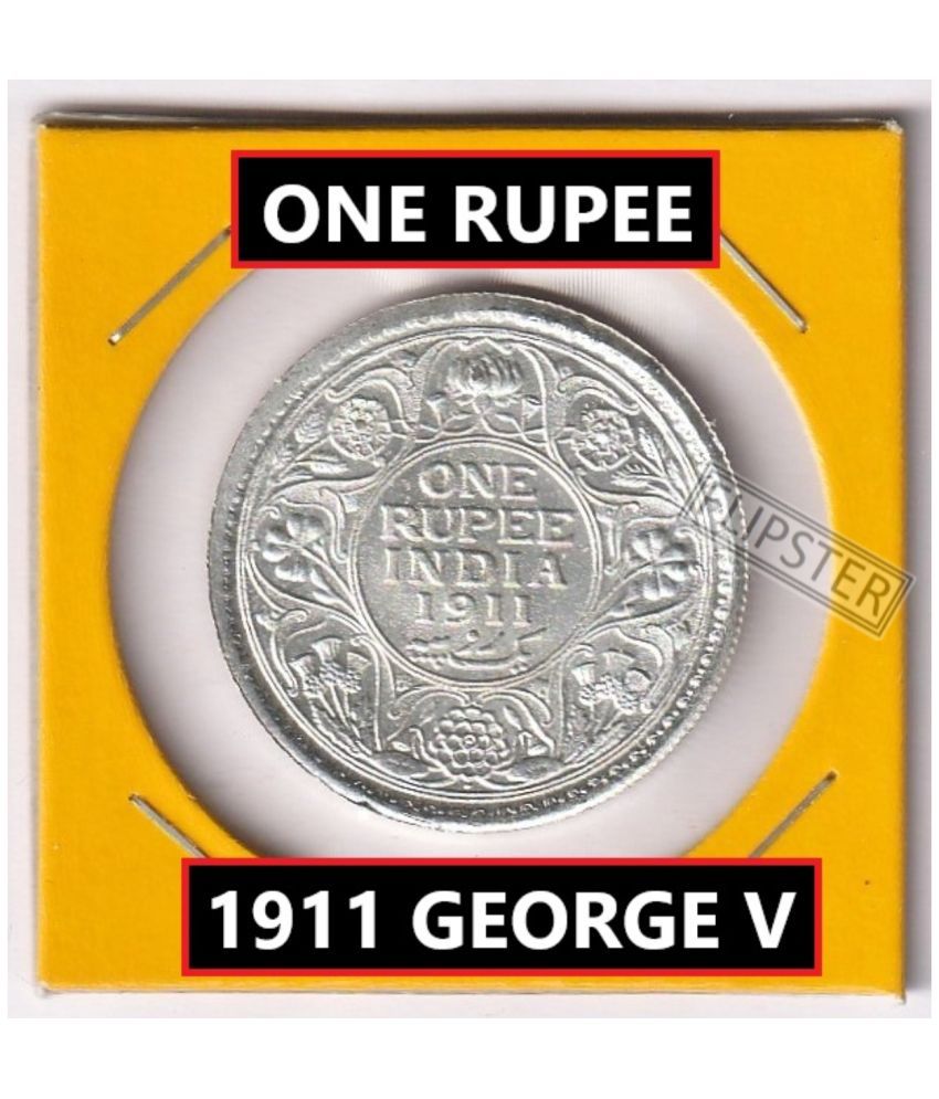     			Rare 1 Rupee 1911 King George 5th, old British India Silverplated Coin Collection